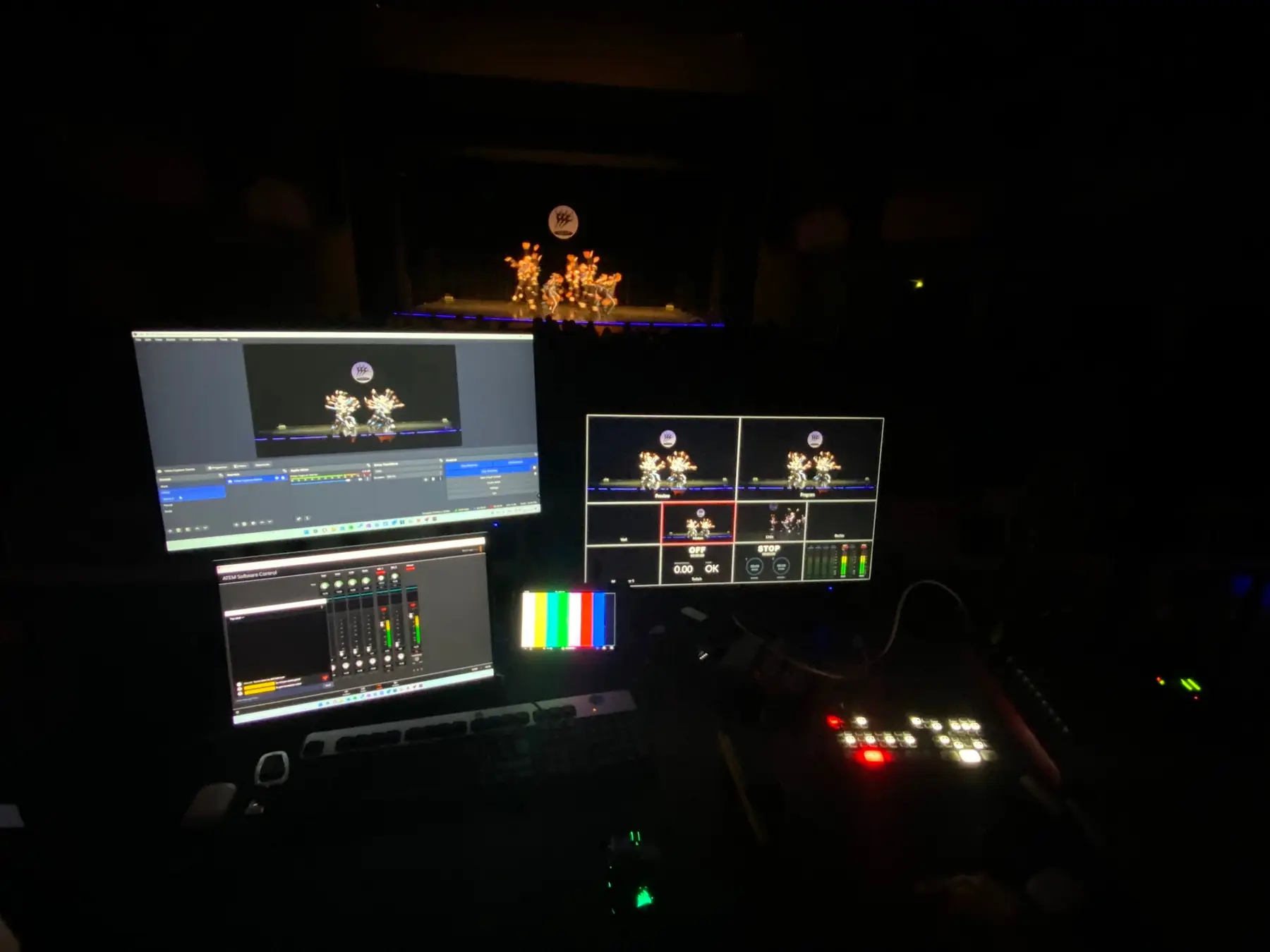 Video- und Streamingregie mit mehreren Kontrollmonitoren